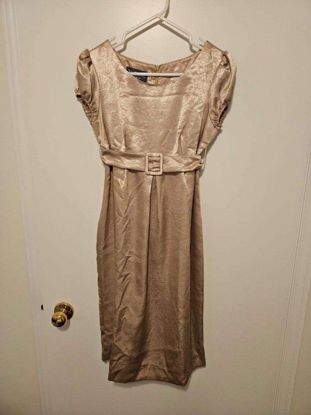 Champagne vintage-style empire waist cocktail dress